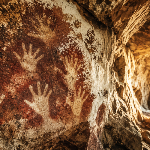 Visitors exploring ancient cave paintings at Leang-Leang before cruising through Rammang-Rammang's limestone mountains in South Sulawesi.
