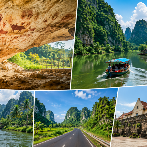 Traveler enjoying a traditional boat ride through Rammang-Rammang Karst, exploring Leang-Leang Prehistoric Cave and Fort Rotterdam during a Makassar heritage day tour.